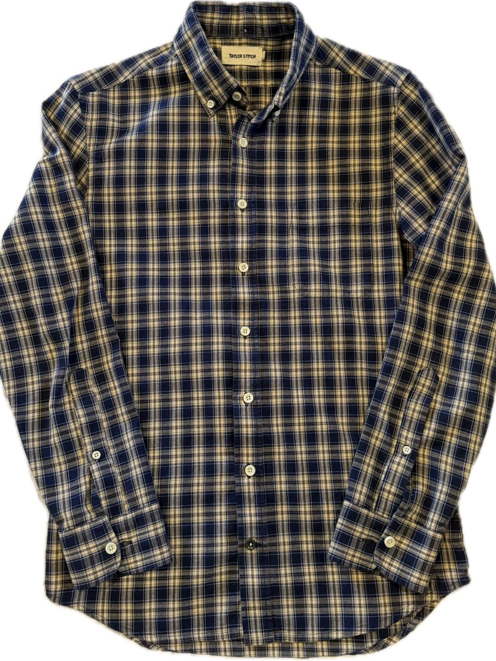 Taylor Stitch Navy & Cream Plaid Button-Down Shirt 36
